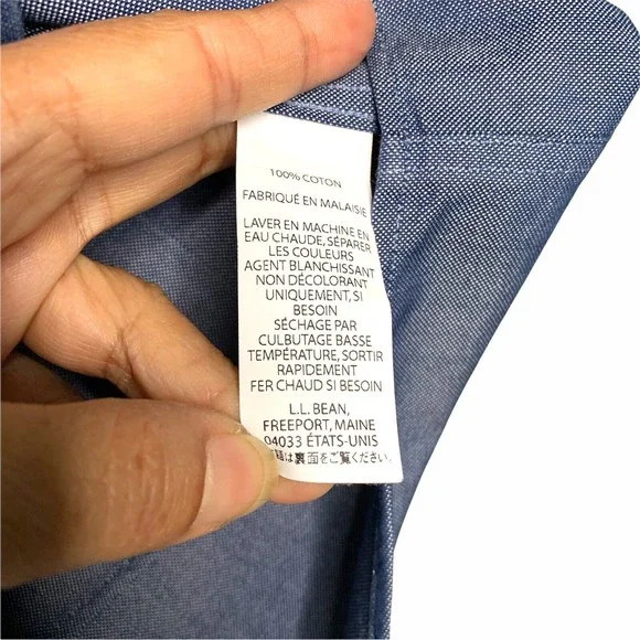 LL Bean Button Down Shirt Mens 15.5 / 34 Wrinkle Resistant Traditional Fit Blue - Picture 10 of 12